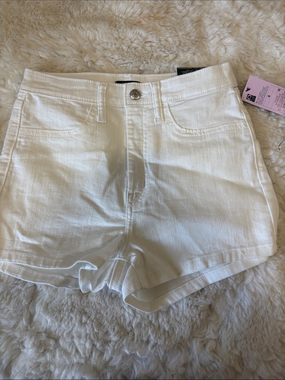 wild fable White High-Waist Denim Shorts